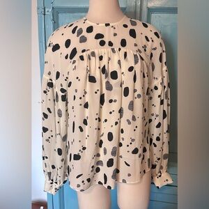 Ted Baker Cream and Black Abstract Blouse